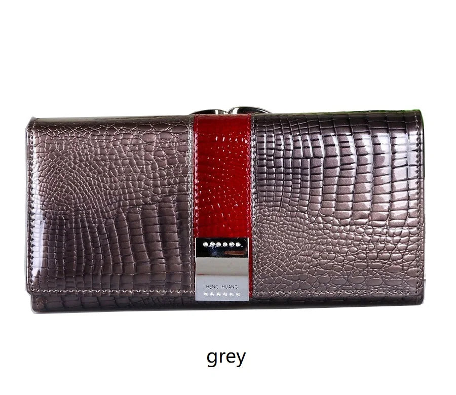 Cartera de mujer de piel de cocodrilo de lujo – Clutch largo premium FuturaTrend