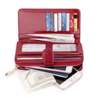 Glossy Waxed Leather Wallet — Long Clutch with FuturaTrend Wrist Strap