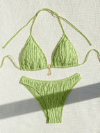 Bikini sexy con volantes para mujer 2026 - Traje de baño de dos piezas de tiro bajo para la playa de verano