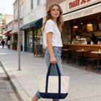 Large Reusable Canvas Tote Bag for Women - Embroidered Beach, Travel, Gym, Shopping
