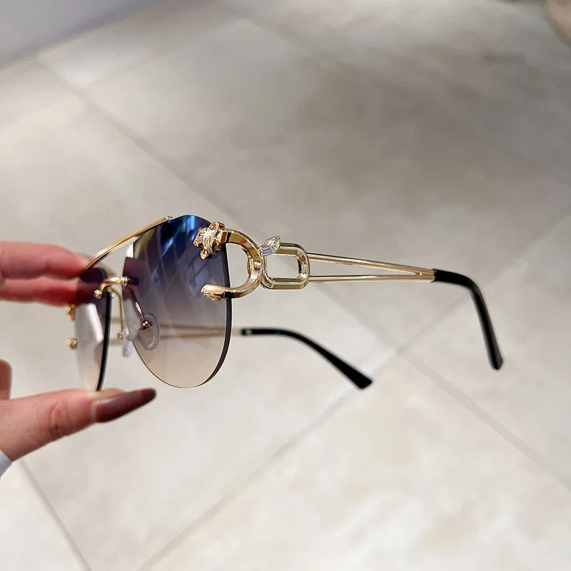 Lunettes de Soleil Femme Rimless Oversized Vintage — Luxury Glamour UV400