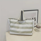 Sac de Plage Tote Rayé Imperméable - Anti-Sable Pliable Grande Capacité