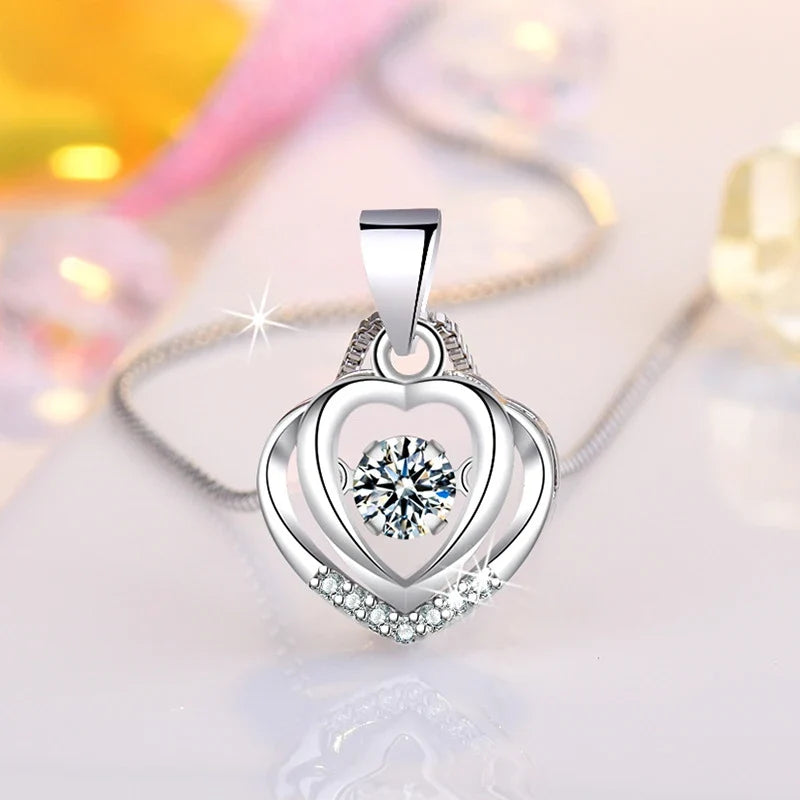 925 Sterling Silver Heart Pendant Necklace for Women-1