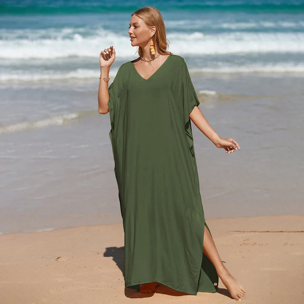 Robe de Plage Longue Cover Up - Paréo Kaftan Maxi Oversize Été