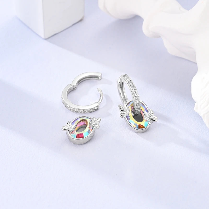 Boucles d'Oreilles Créoles Argent 925 Cristal - Design Élégant Femme