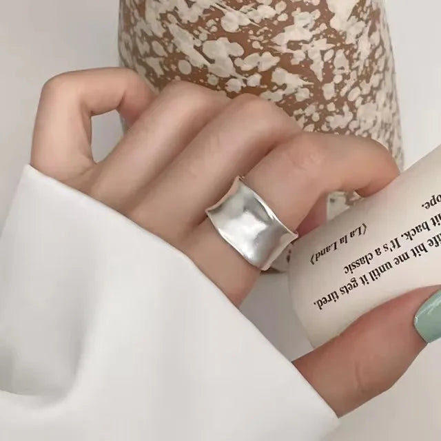 Bague Argent 925 Vintage Ouverte Large - Fait Main Femme Élégant