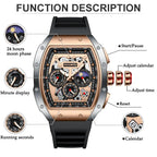 Montre Homme Sport Chronographe Waterproof — Quartz Multifonction 3ATM