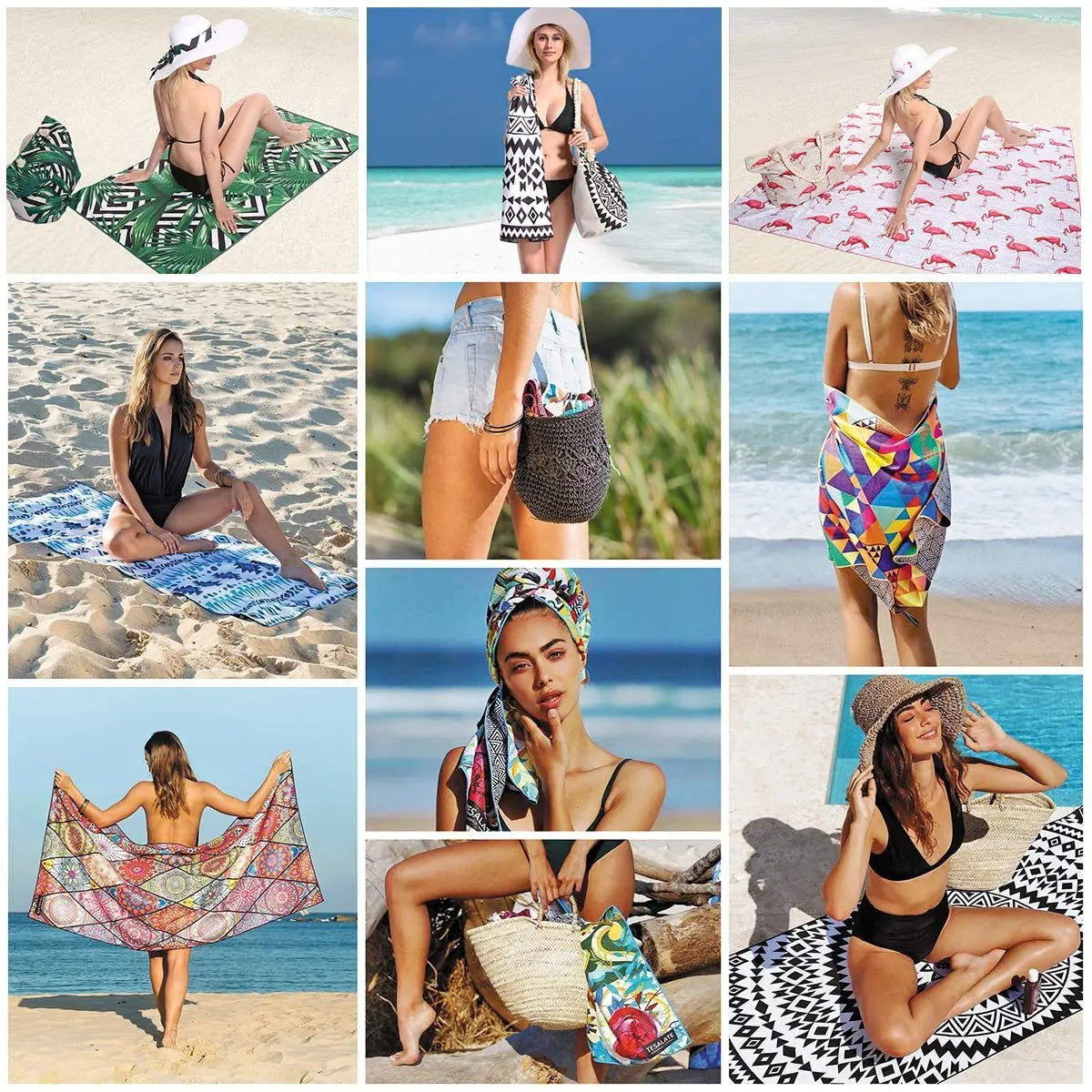 Serviette de Plage Séchage Rapide Anti-Sable - Natation Absorbante Compacte Fleurs