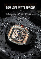Montre Homme Sport Chronographe Waterproof — Quartz Multifonction 3ATM