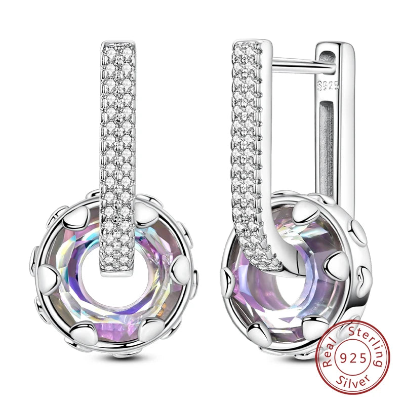 Boucles d'Oreilles Créoles Argent 925 Cristal - Design Élégant Femme