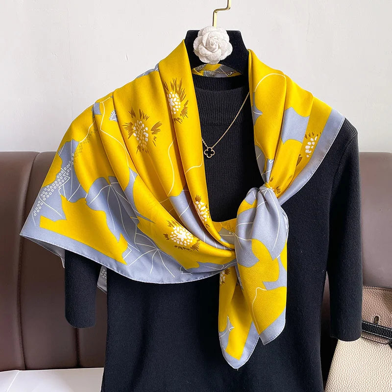 Foulard Carré Soie Twill Designer — Hijab Bandana Luxury FuturaTrend