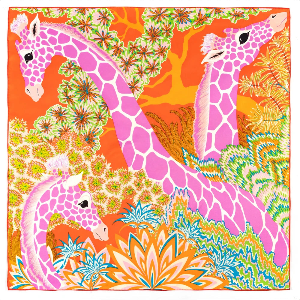 Giraffe Print Silk Scarf 90x90cm — FuturaTrend Iconic Collection