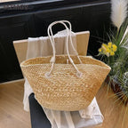 Hand-woven straw beach bag - Large capacity gradient travel bag for women