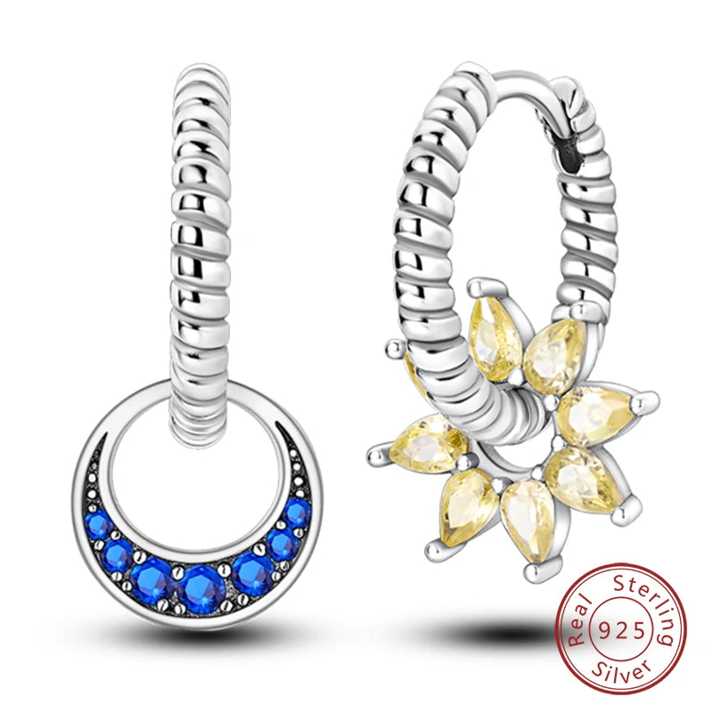 Boucles d'Oreilles Créoles Argent 925 Cristal - Design Élégant Femme