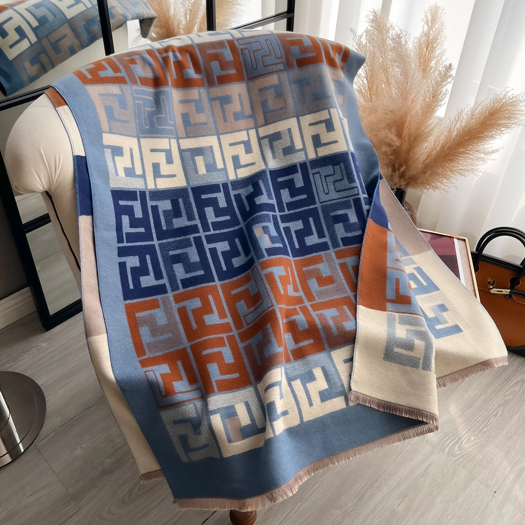 Luxury Geometric Pashmina Scarf — Elegant FuturaTrend Shawl