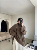 Pull Col Roulé 100% Cachemire Pur Femme — Épais, Loose, Grande Taille S-XXXL