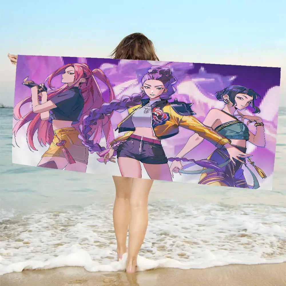 Serviette de Plage Kpop Anime Colorée Microfibre - Séchage Rapide Anti-Sable Yoga Spa Gym