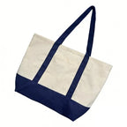 Large Reusable Canvas Tote Bag for Women - Embroidered Beach, Travel, Gym, Shopping
