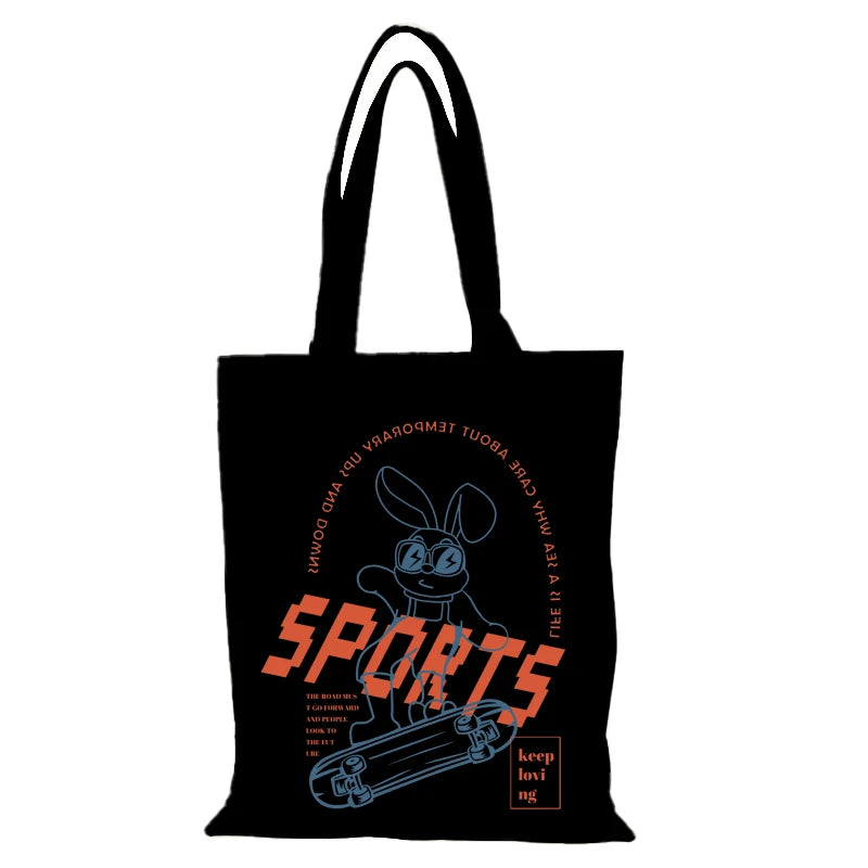 Sac Tote Canvas Mixte Motifs Animaux Mignons - Écologique Shopping Plage Épaule