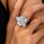 Bague Fleur Métal Ajustable — Design Élégant Quotidien Femme
