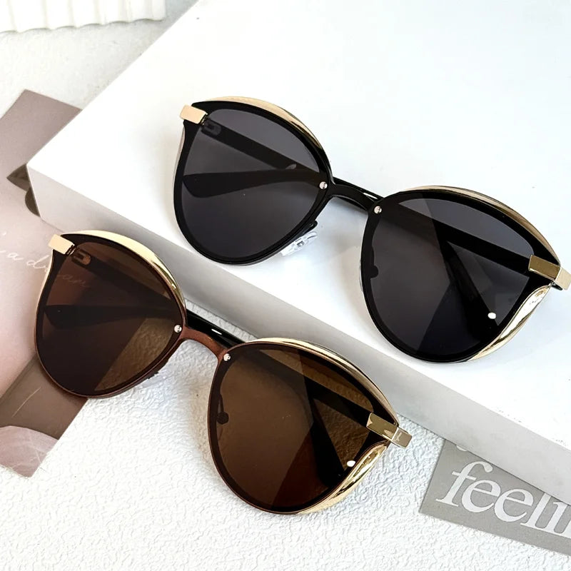 Gafas de Sol Redondas Polarizadas para Mujer — Lujo Protección UV400