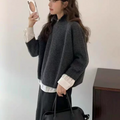 Women's 100% Cashmere Turtleneck Sweater — 3/4 Sleeves, Loose Fit, Autumn/Winter