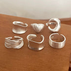 Minimalist 925 Sterling Silver Moon Ring — Handmade Couple Set