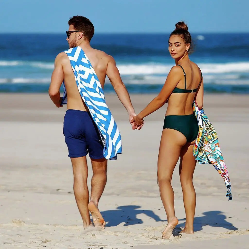 Serviette de Plage Séchage Rapide Anti-Sable - Natation Absorbante Compacte Fleurs