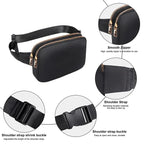 Sac Banane Femme Noir Imperméable — Ceinture / Poitrine / Bandoulière 18x12x4 cm