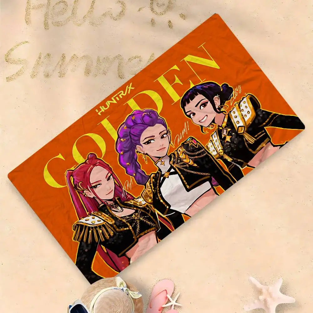 Serviette de Plage Kpop Anime Colorée Microfibre - Séchage Rapide Anti-Sable Yoga Spa Gym