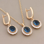 Juego de joyas para mujer de circonita dorada — Collar de 45 cm + Pendientes vintage para boda