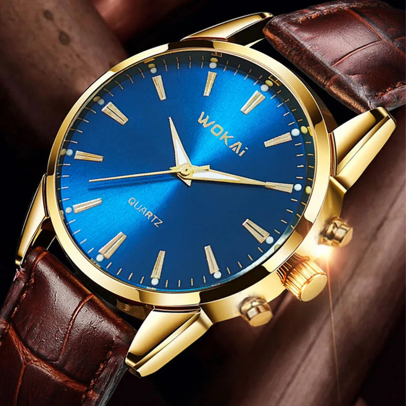 Montre Homme Quartz Cuir Chronographe — Fashion Sport Élégant