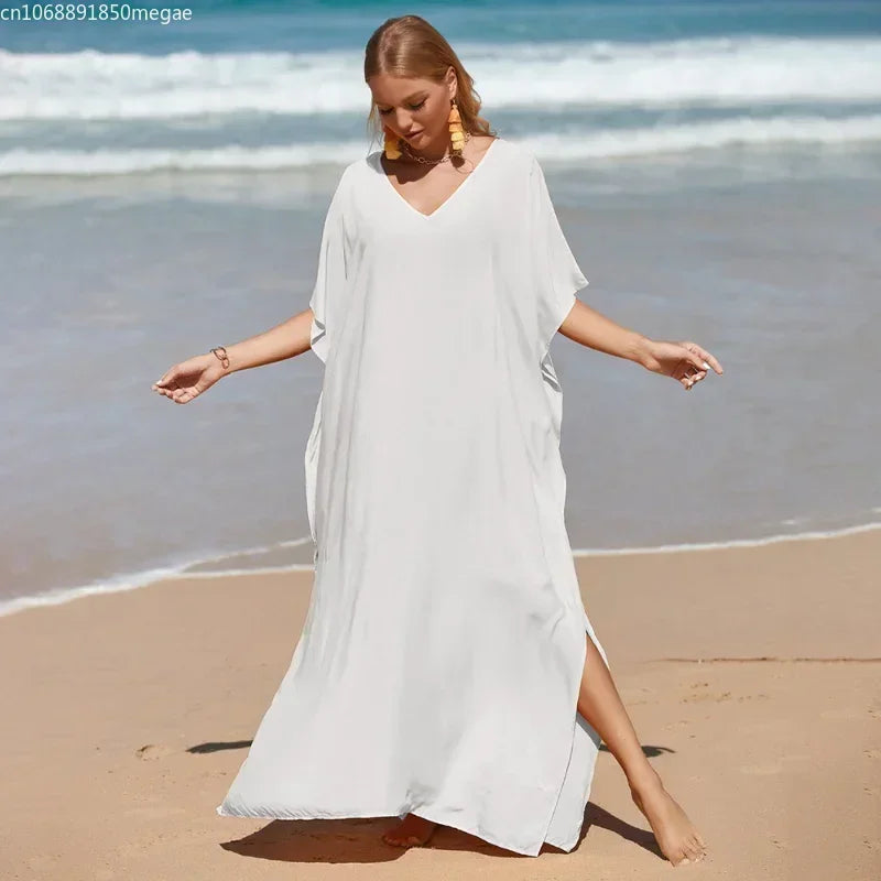 Robe de Plage Longue Cover Up - Paréo Kaftan Maxi Oversize Été