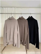 Pull Col Roulé 100% Cachemire Pur Femme — Épais, Loose, Grande Taille S-XXXL