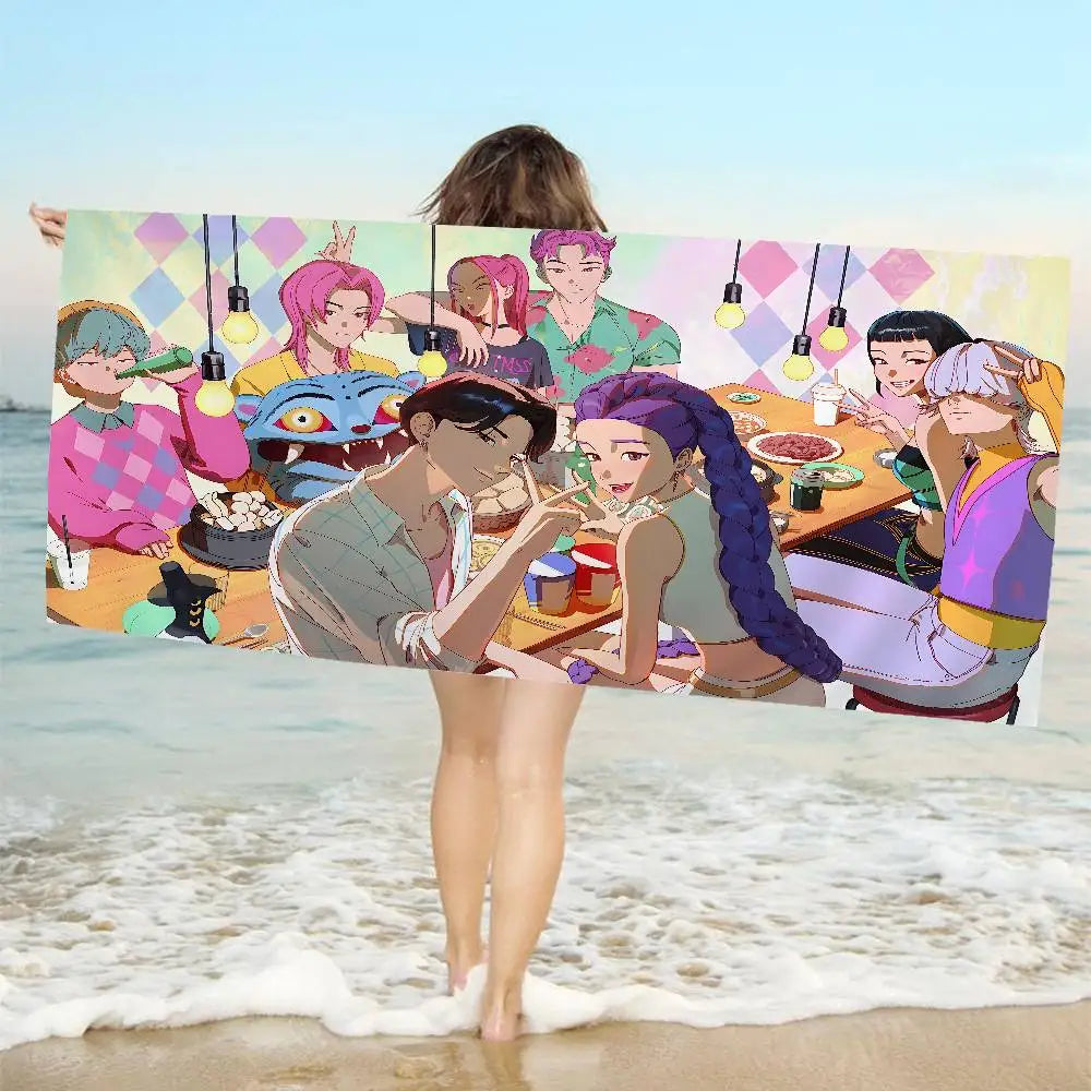 Serviette de Plage Kpop Anime Colorée Microfibre - Séchage Rapide Anti-Sable Yoga Spa Gym