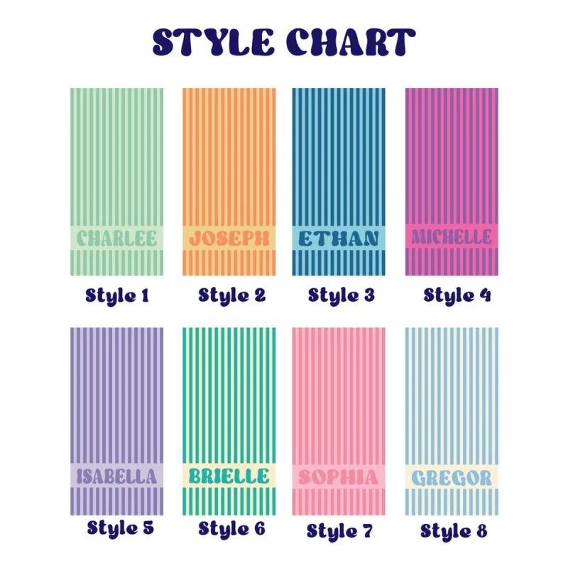 Serviette de Plage Personnalisée Prénom Rayée Microfibre - Absorbante Anti-Sable Cadeau