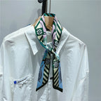 Seidenbandana mit floralem Wellenmuster - Luxus Haaraccessoire