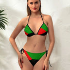 Bikini Martinique Exotic Rouge Vert Noir - Maillot de Bain Graphique Original Plage