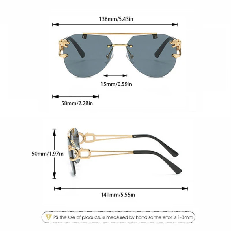 Lunettes de Soleil Femme Rimless Vintage Oversized — Luxury Fashion Élégantes