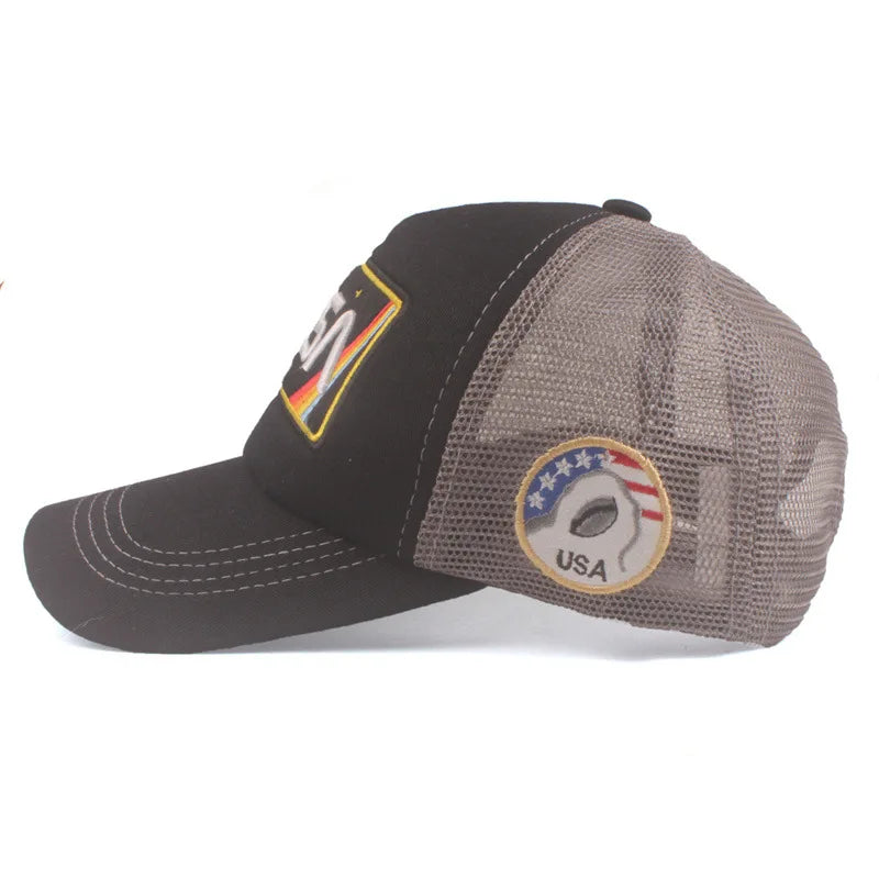 Casquette Baseball Brodée 3D Filet Coton - Trucker Cap Ajustable Unisexe Protection Solaire