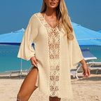 Women's Hand-Crocheted Beach Pareo Dress - Breathable Cover-Up, Casual Sun Protection
