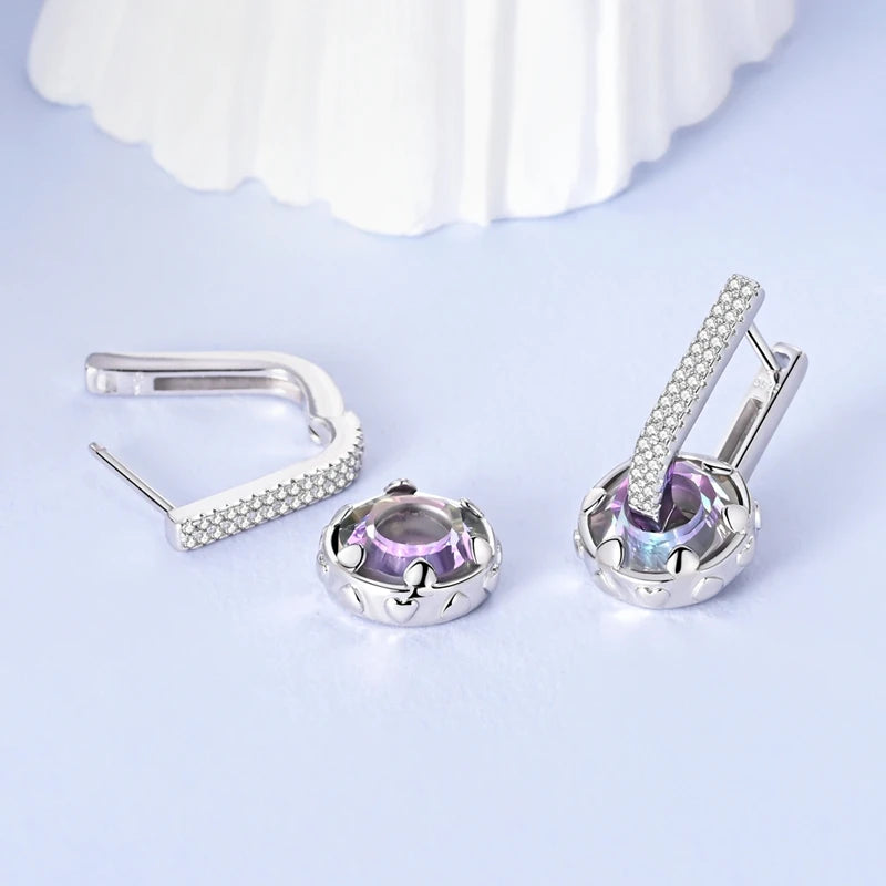 Boucles d'Oreilles Créoles Argent 925 Cristal - Design Élégant Femme