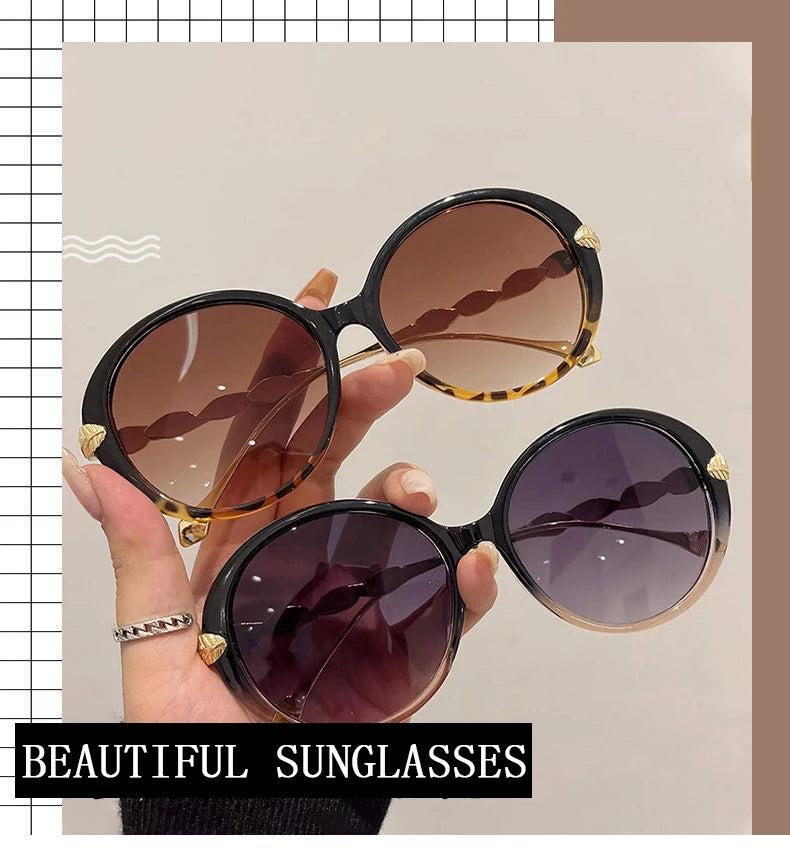 Lunettes de Soleil Femme Rondes Oversize — Luxury Vintage Fashion UV400