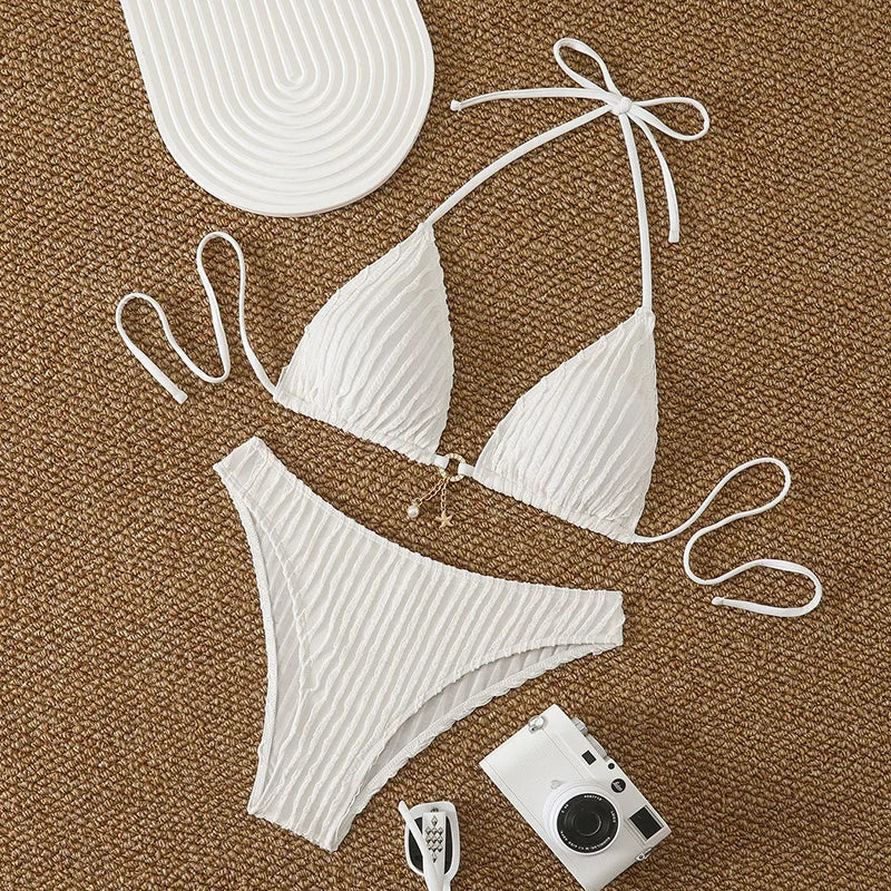 Bikini Femme 2026 Sexy à Volants - Maillot de Bain Deux Pièces Taille Basse Été Plage