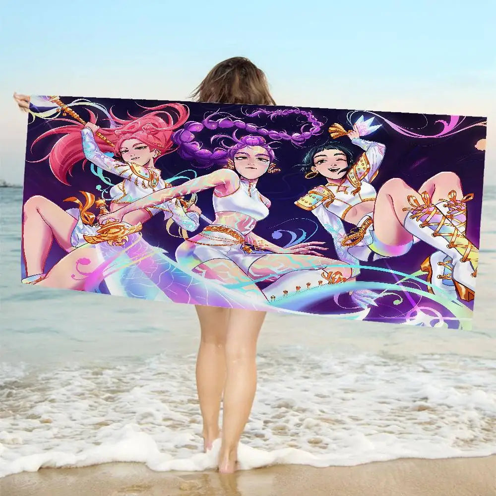 Serviette de Plage Kpop Anime Colorée Microfibre - Séchage Rapide Anti-Sable Yoga Spa Gym