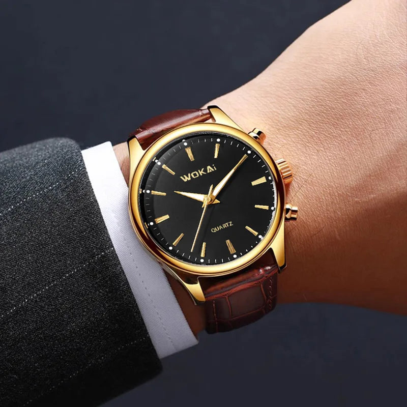 Montre Homme Quartz Cuir Chronographe — Fashion Sport Élégant