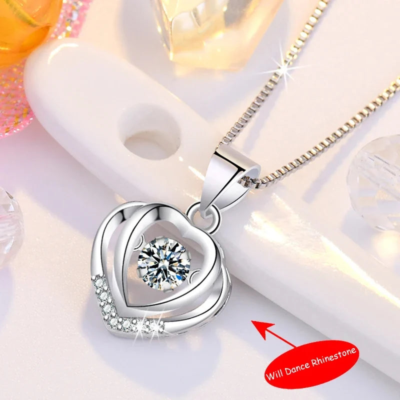 925 Sterling Silver Heart Pendant Necklace for Women-3