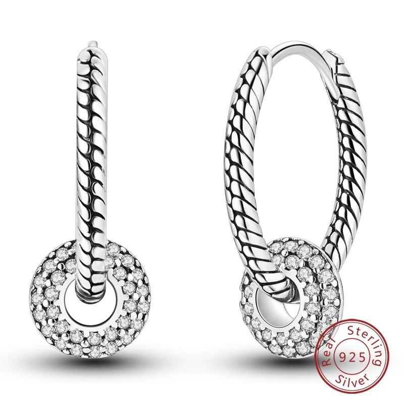 Boucles d'Oreilles Créoles Argent 925 Cristal - Design Élégant Femme
