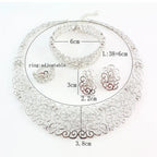 Juego de joyas de plata de 4 piezas para mujer — Collar + Pendientes + Anillo + Pulsera de cristales
