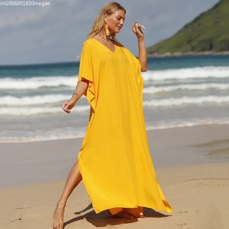 Robe de Plage Longue Cover Up - Paréo Kaftan Maxi Oversize Été